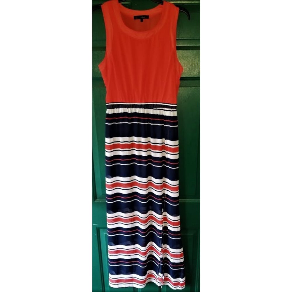 Red, White, and Navy Maxi Dress